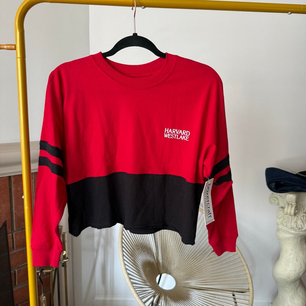 Harvard Westlake Wolverines Crop Spirit Jersey Red Black Long Sleeve XS